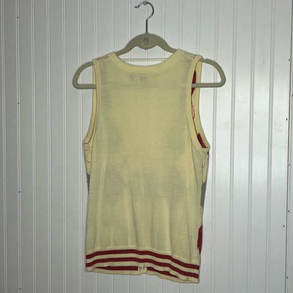 ESPRIT Y2K Schoolboy Preppy Argyle Sweater Long Vest With Snaps Size Medium - Picture 7 of 13